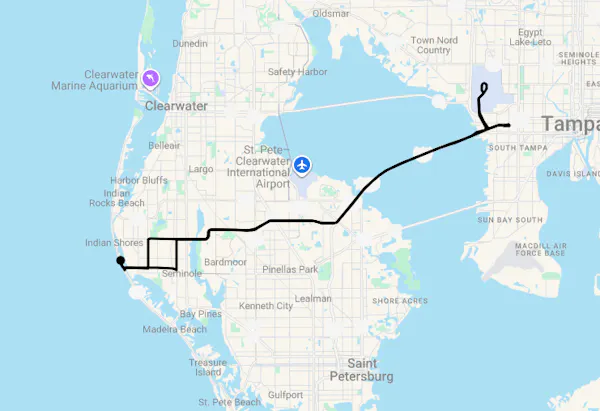 Karte 10 Tage Ferienwohnung Florida St. Pete-Clearwater