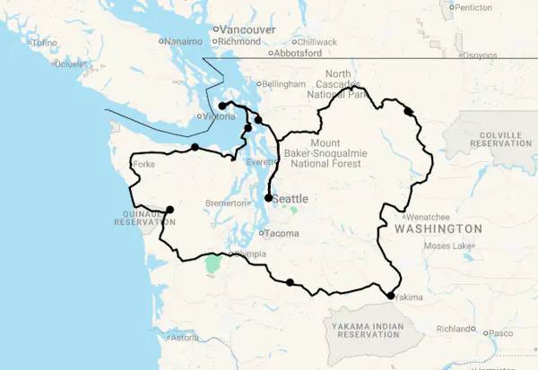 Karte 16 Tage Zauberhaftes Washington