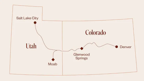 Karte 2- oder 3-tägige Zugreise im Südwesten der USA - Rockies to the Red Rocks mit dem Canyon Spirit