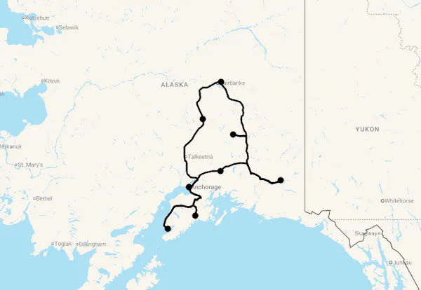 Karte 15 Tage Traumland Alaska