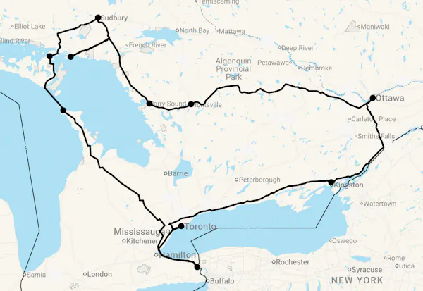 Karte 15 Tage Natur und First Nations in Ontario