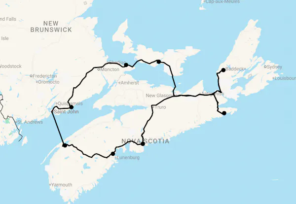 Karte 15 Tage Nova Scotia mit Country Inns