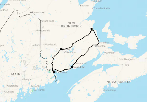 Karte 10 Tage Bezauberndes New Brunswick