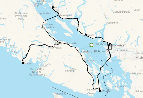 Karte 15 Tage Beautiful British Columbia mit Bärenbeobachtung mit Flug