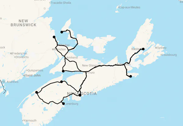 Karte 20 Tage Maritimes Kanada: Abenteuer an der Atlantikküste