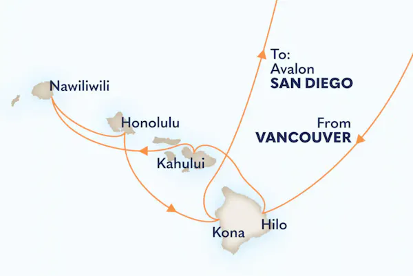 Karte 18 Tage Kreuzfahrt "Circle Hawaii" ab Vancouver bis San Diego