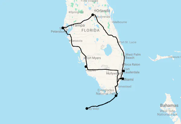 Karte 15 Tage Best of Florida