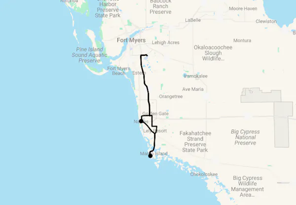 Karte 9 Tage Floridas Paradise Coast - Naples, Marco Island & die Everglades