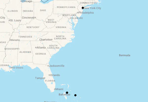 Karte 11 Tage New York und Bahamas