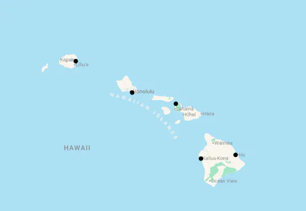 Karte 24 Tage Hawaii Island Hopping