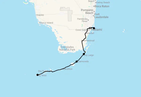Karte 8 Tage Florida Keys