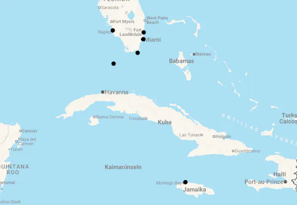 Karte 17 Tage Südliches Florida & Jamaika