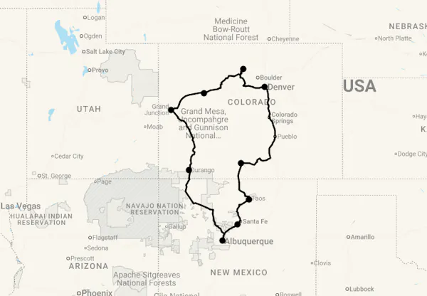 Karte 14 Tage Best of Colorado & New Mexico