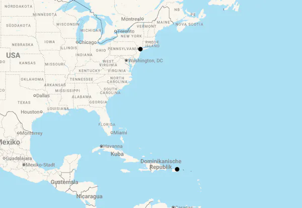 Karte 11 Tage New York und Entspannung auf Puerto Rico