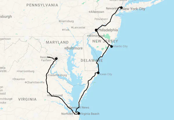 Karte 16 Tage New York City & Capital Region