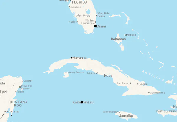 Karte 12 Tage Miami und Grand Cayman