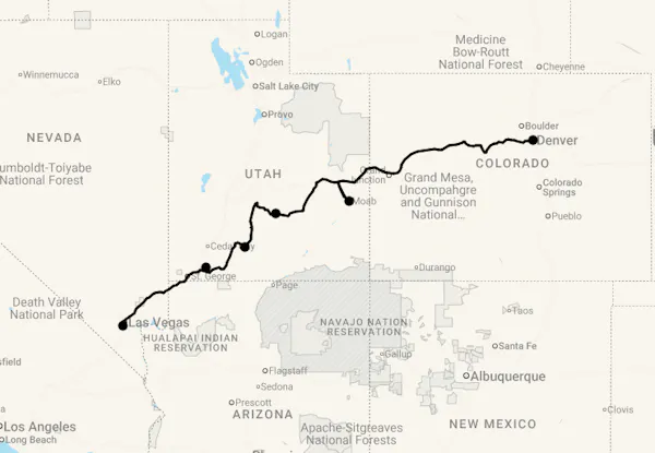 Karte 14 Tage Red Rocks & Rail - Utahs Nationalparks und Canyon Spirit