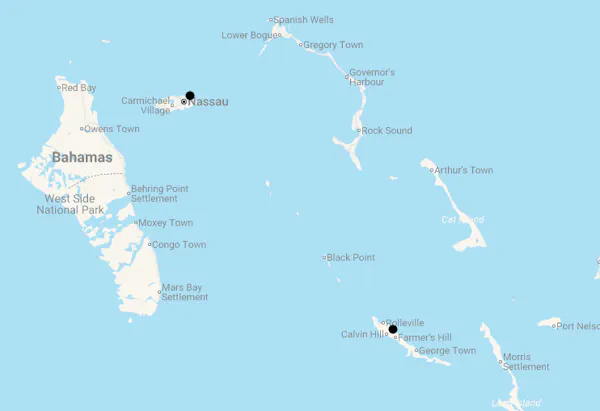 Karte 11 Tage Bahamas mit schwimmenden Schweinen