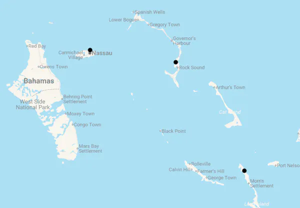 Karte 13 Tage Bahamas mit Kindern entdecken