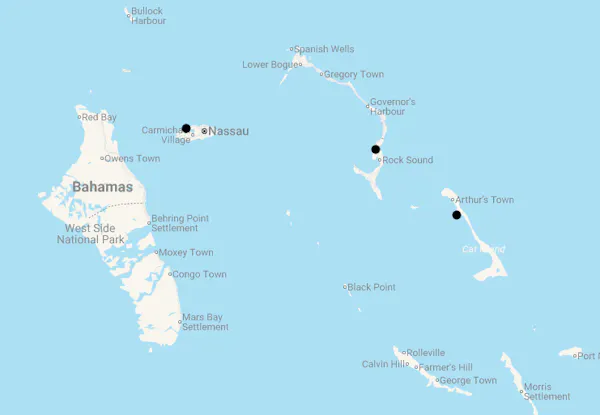 Karte 11 Tage Best of Bahamas
