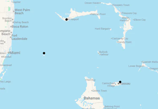 Karte 14 Tage Farbenfrohe Bahamas