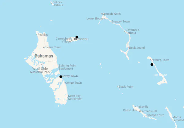 Karte 13 Tage Abtauchen auf den Bahamas