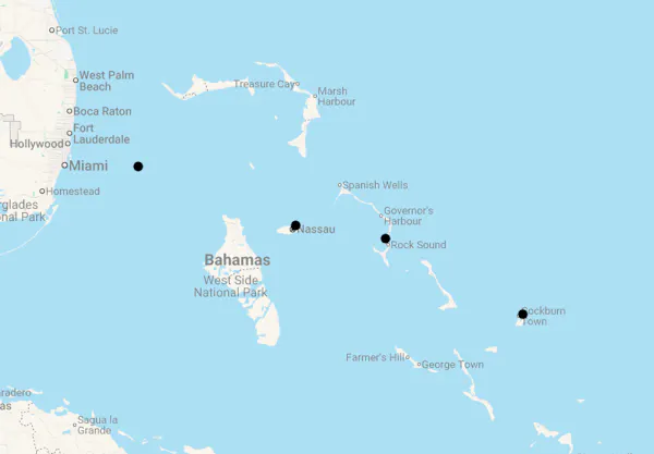 Karte 17 Tage Bahamas Unlimited - Inselhüpfen für Kenner
