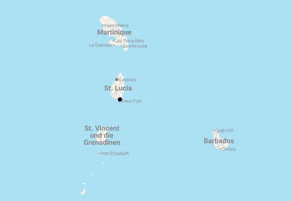 Karte Saint Lucia: Segeln mit privater Yacht