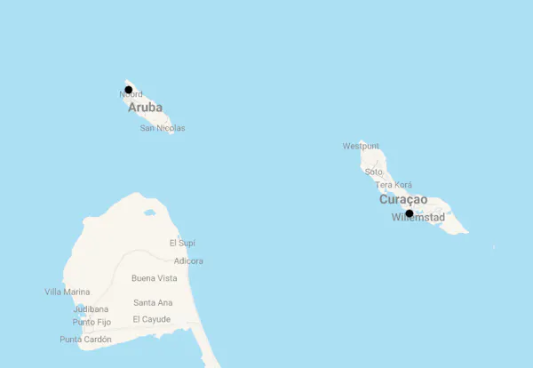Karte 15 Tage Türkisblaues Meer & weiße Sandstrände: Traumziele Aruba & Curaçao