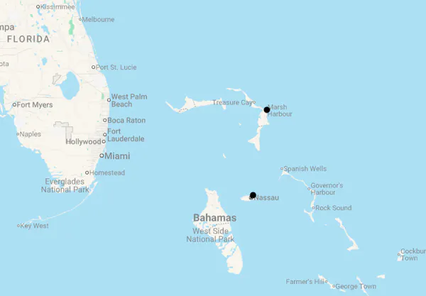 Karte 14 Tage Bahamas - Segeln durch die Abacos
