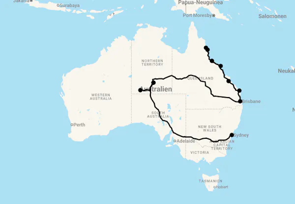 Karte 28 Tage Australia Unlimited - Der Klassiker mit Stopover Singapur