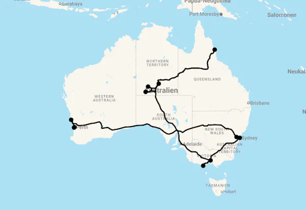 Karte 17 Tage Discover Australia