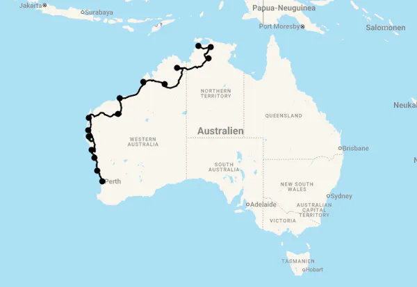 Karte 24 Tage Western Australia Deluxe