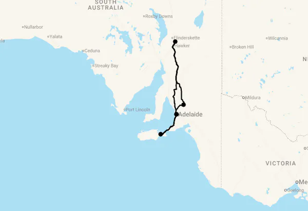 Karte 8 Tage Best of South Australia