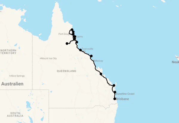 Karte 25 Tage Tropisches Erlebnis Queensland