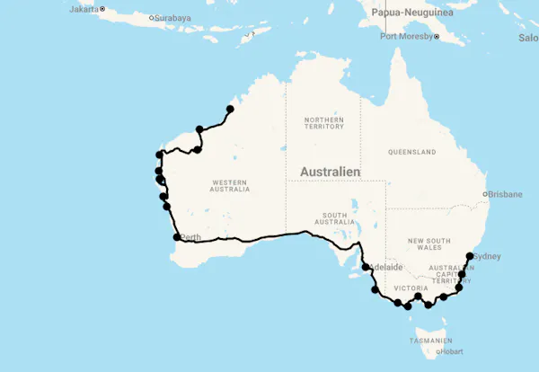 Karte 29 Tage Grand Australia