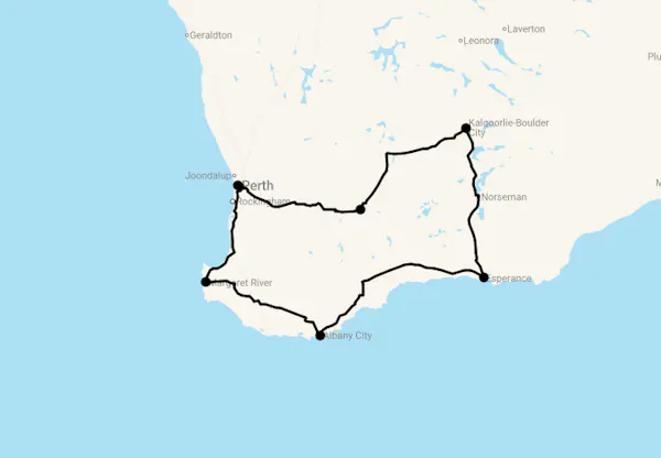 Karte 11 Tage Best of South Western Australia
