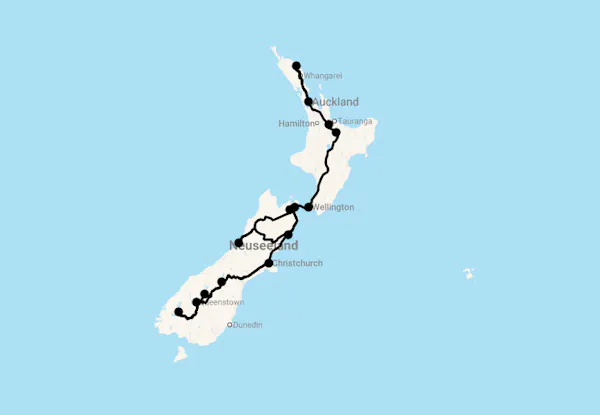 Karte 21 Tage Neuseeland: Lord of the Rings
