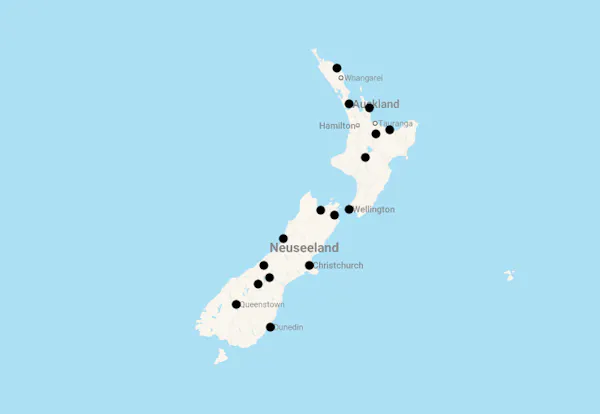 Karte 26 Tage Neuseeland bewusst erleben