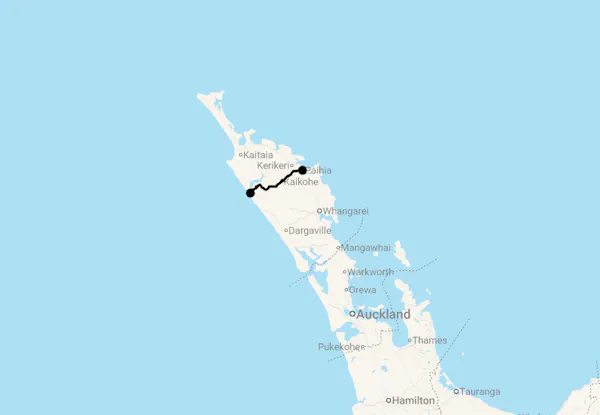 Karte 8 Tage Subtropical Northland Loop
