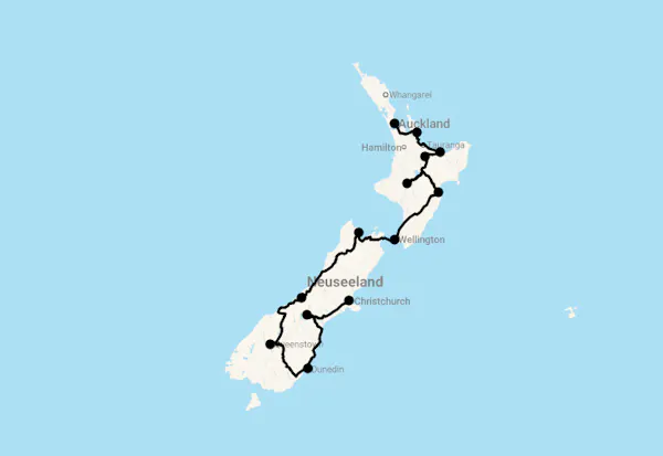 Karte 25 Tage Best of New Zealand