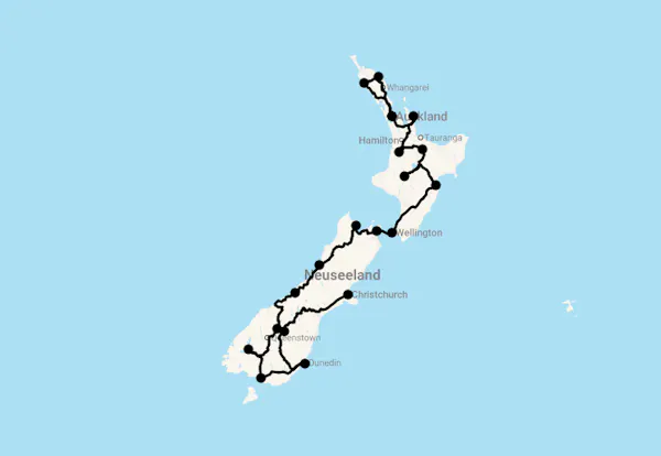 Karte 35 Tage Grand New Zealand