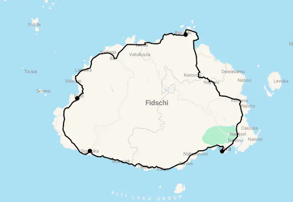 Karte 8 Tage Höhepunkte Fiji Viti Levu