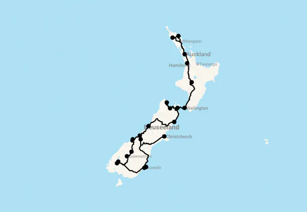 Karte 22 Tage Natürlich Neuseeland