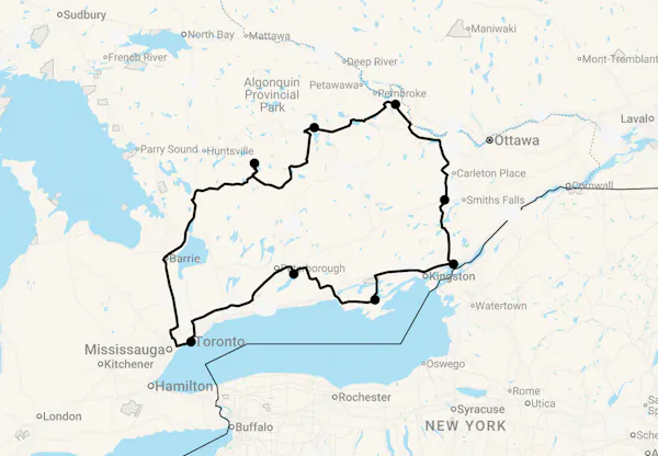 Karte 14 Tage Ontario Highlands & Lakelands