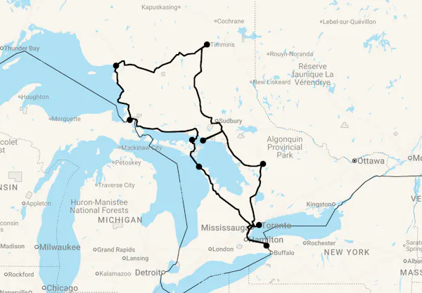 Karte 17 Tage Der wilde Norden Ontarios