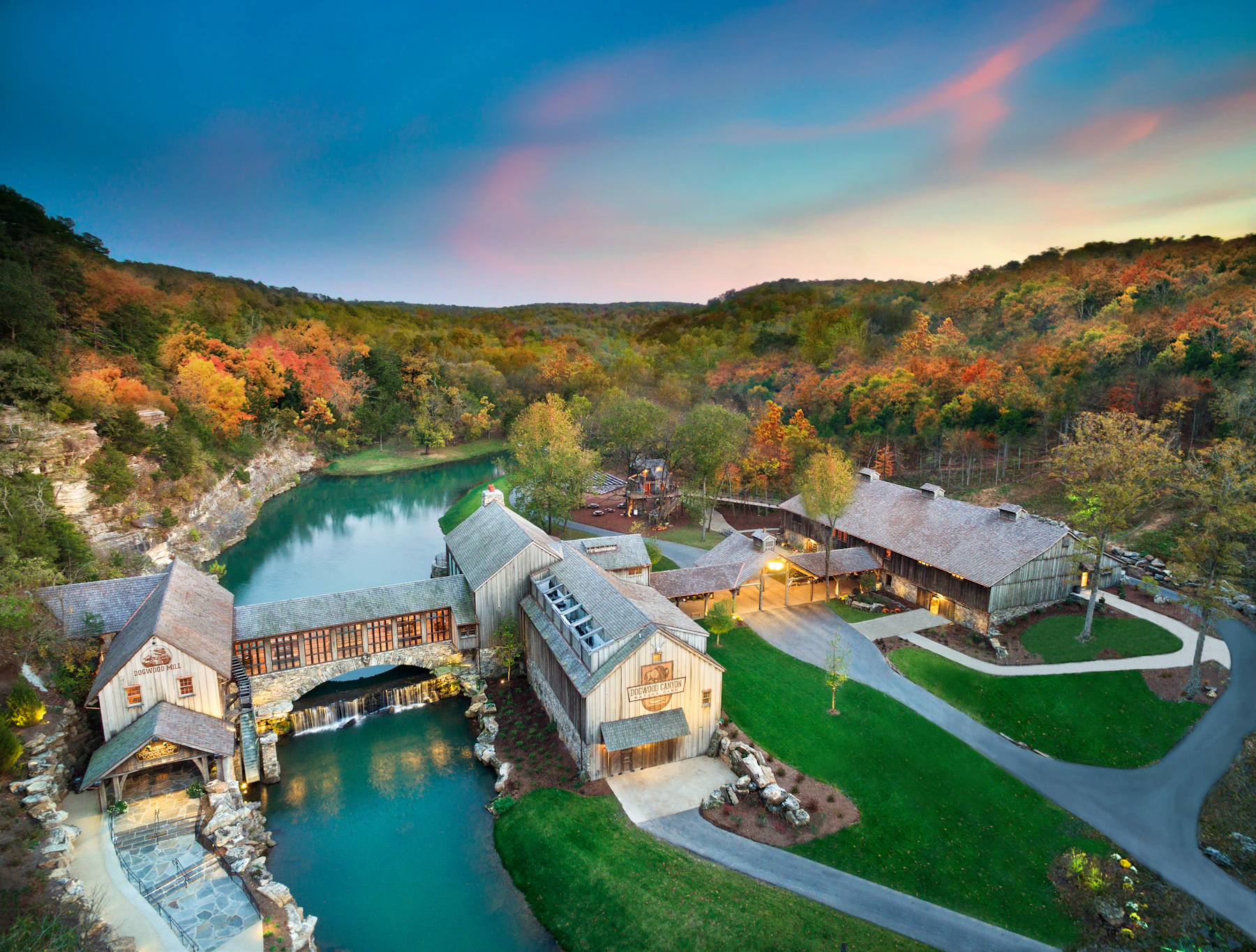 1 Dogwood Canyon Nature Park entrance at sunset2