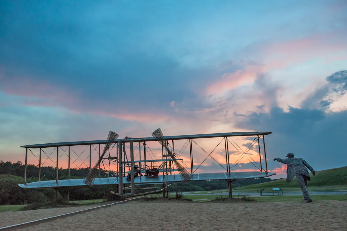 Copy of Wright Brothers National Memorial from Behind During Sunset Landscape Shot 5