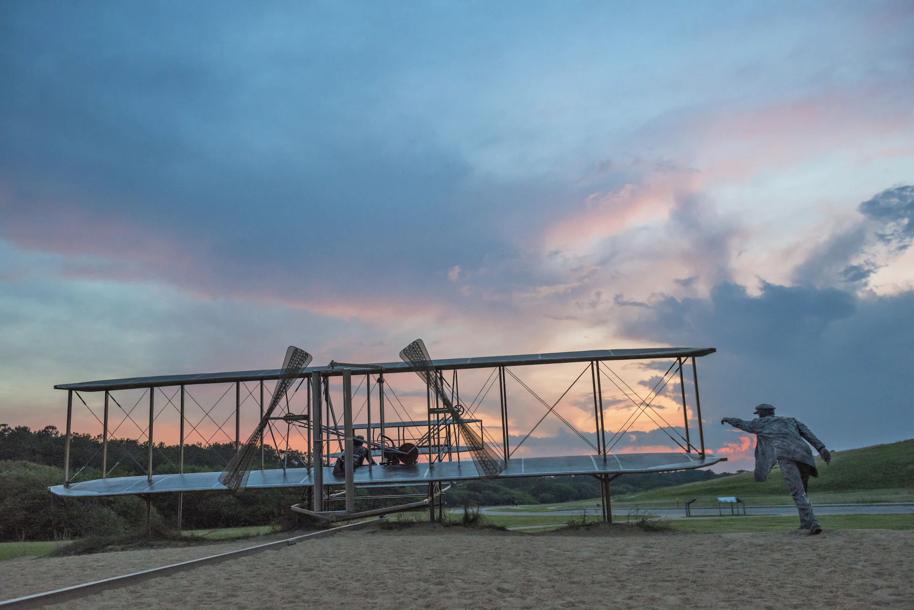 Copy of Wright Brothers National Memorial from Behind During Sunset Landscape Shot 5