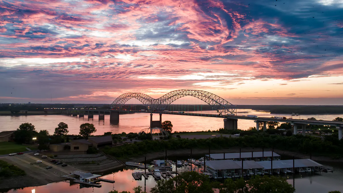 Hernando De Soto Bridge at sunset Julian Harper 2